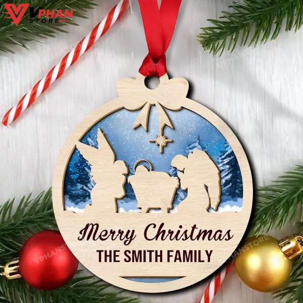 Merry Christmas The Smith Family Wood Layered Ornament