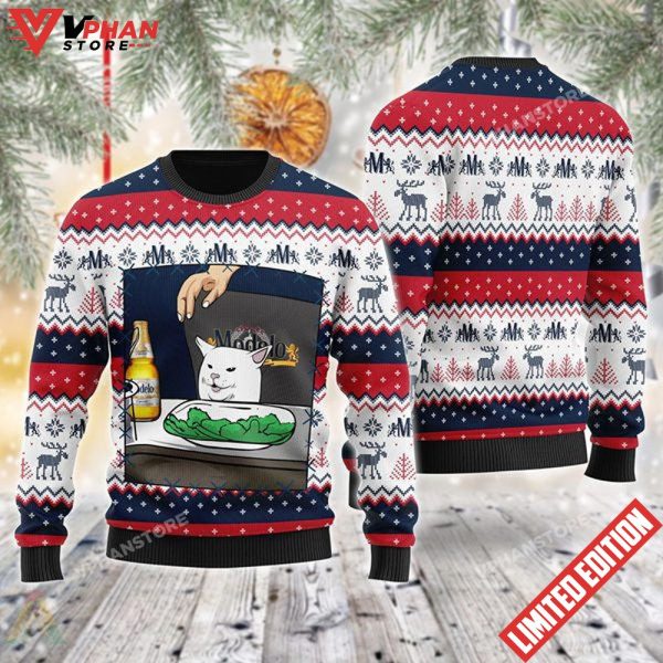 Modelo Beer Cat Meme Ugly Christmas Sweater