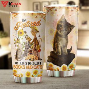 My Job Is Collect Books And Cats Tumbler 1