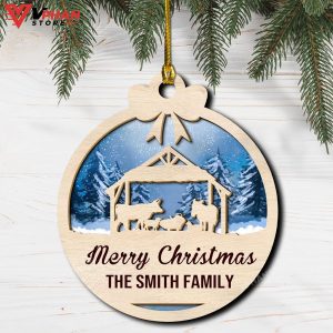 Nativity of Jesus Custom Wood Personalized Ornament 1