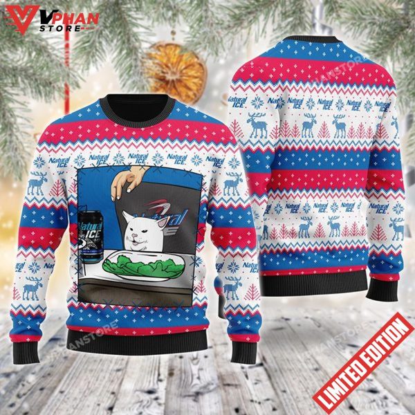 Natural Ice Beer Cat Meme Ugly Sweater