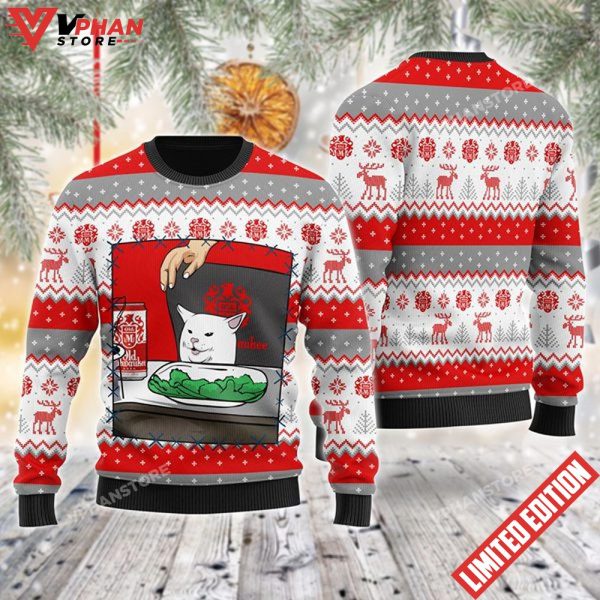 Old Milwaukee Beer Cat Meme Christmas Ugly Sweater