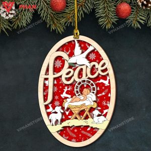 Peace jesus was born in a manger Wood Layered Ornament 1