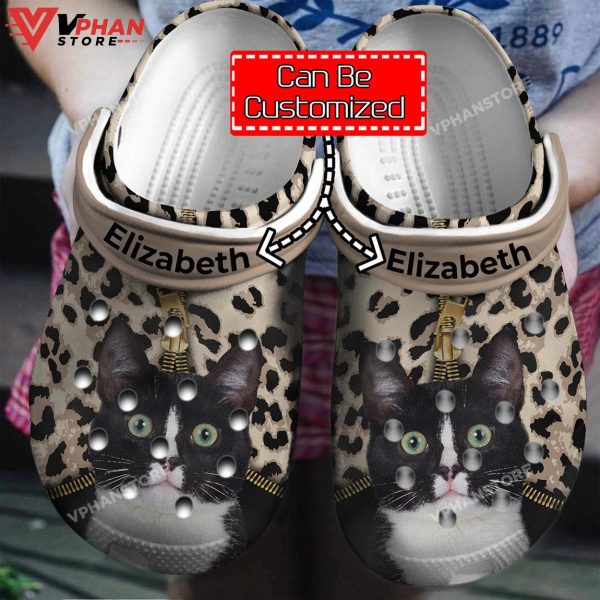 Personalized Cat Leopard Pattern Clogs Shoes