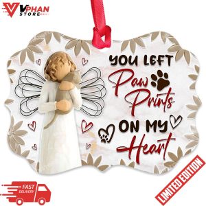 Pet Memorial Angel Cat You Left Paw Prints On My Heart Ornament 1