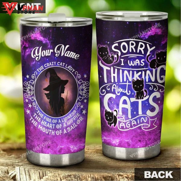 Pretty Witch Thinking About Cats Halloween Personalized Tumbler