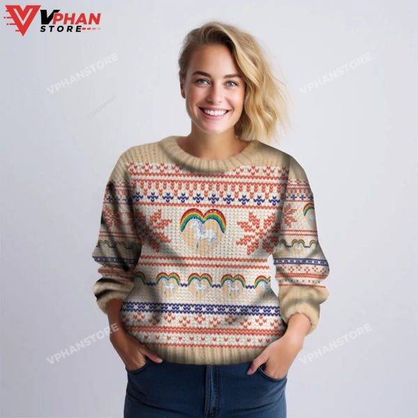 Rainbow Unicorn Christmas Ugly Sweater