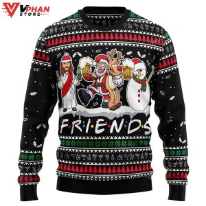 Santa Claus Jesus Friend Ugly Christmas Sweater 1