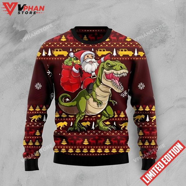 Santassic Park Dinosaur Ugly Sweater