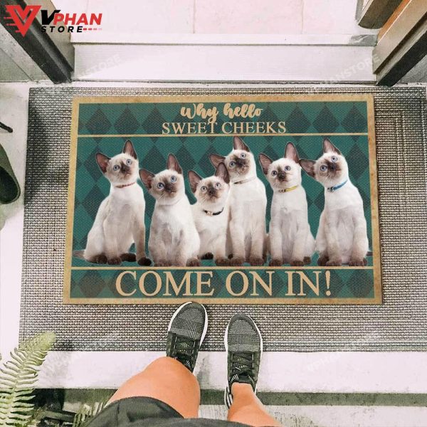 Siamese Cat Easy Clean Welcome DoorMat