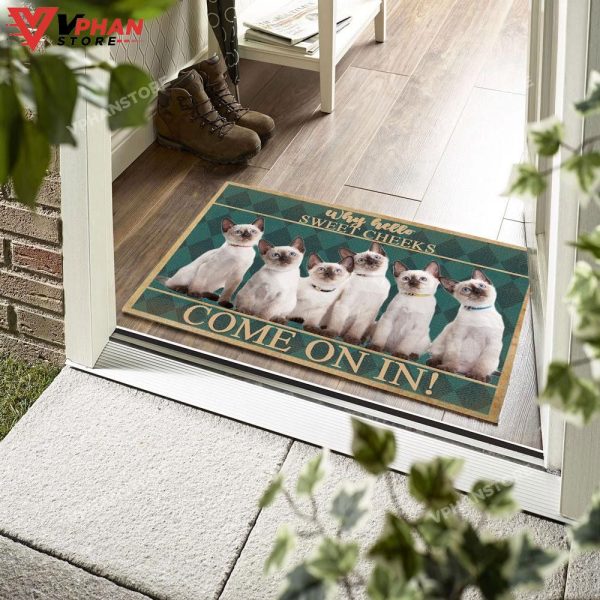 Siamese Cat Easy Clean Welcome DoorMat