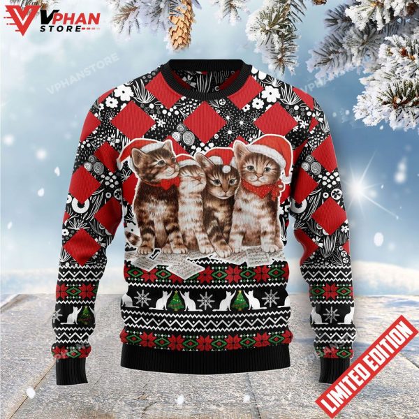 Singing Cats Kitten Ugly Christmas Sweater