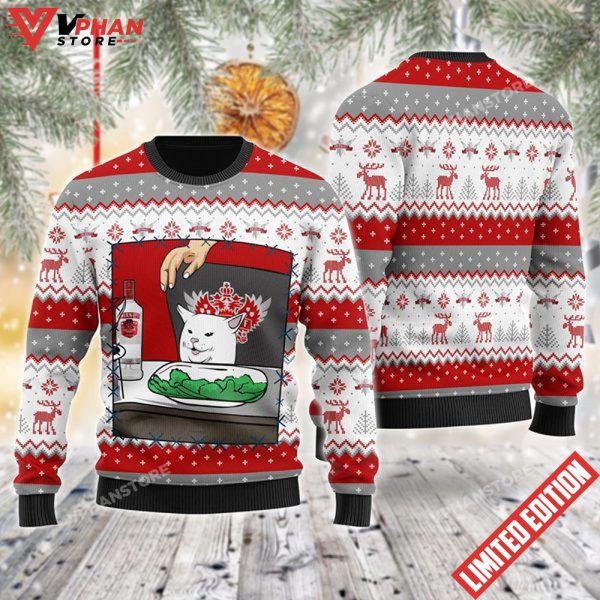 Smirnoff Vodka Cat Meme Christmas Ugly Sweater