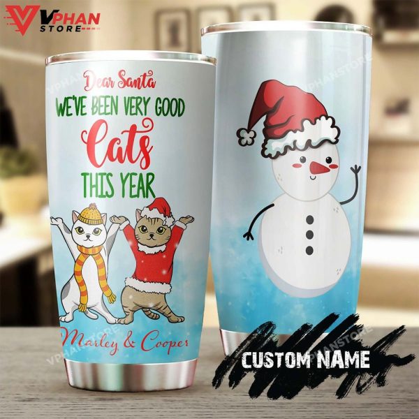 Snowman Dancing Cat Personalized Tumbler