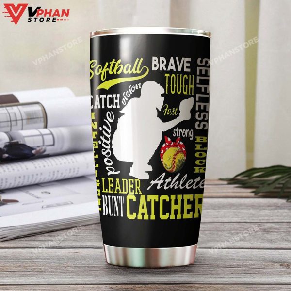 Softball Mom Bunt Catcher Brave Personalized Tumbler