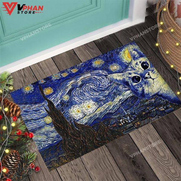 Starry Cat Easy Clean Welcome DoorMat