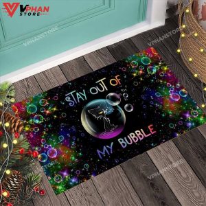 Stay Out Of My Bubble Black Cat DoorMat 1