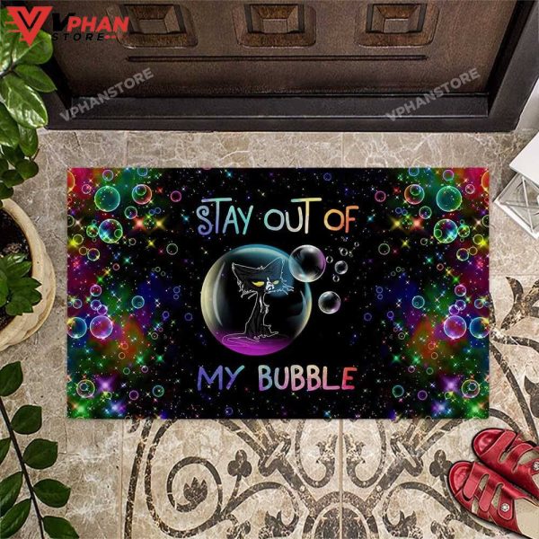 Stay Out Of My Bubble Black Cat DoorMat