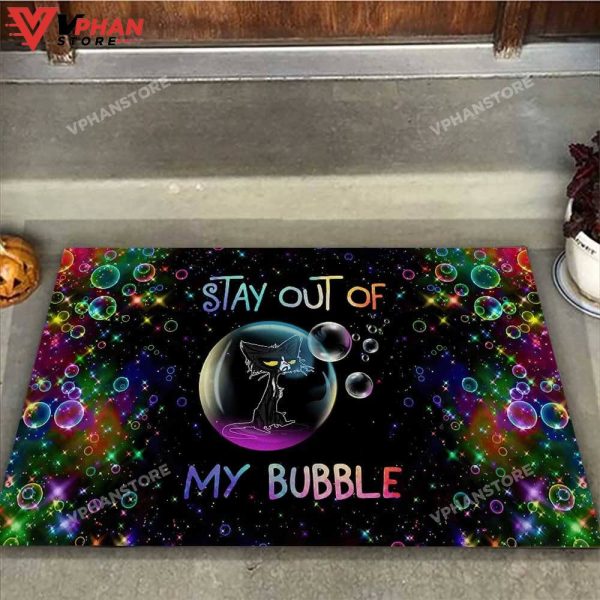 Stay Out Of My Bubble Black Cat DoorMat