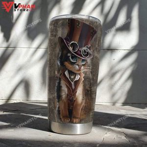 Steampunk Cat Stainless Steel Tumbler 1