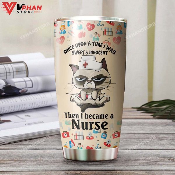 Sweet And Innocent Nurse Cat Lover Personalized Tumbler