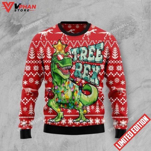 Tree Rex T-Rex Cool Dinosaur Ugly Sweater