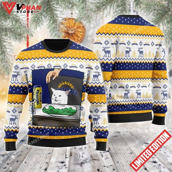 Twisted Tea Cat Meme Christmas Ugly Sweater