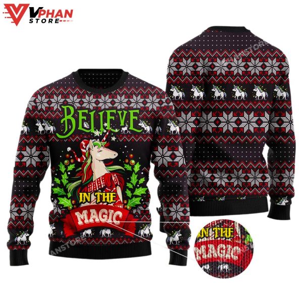 Unicorn Believe In The Magic Ugly Sweater