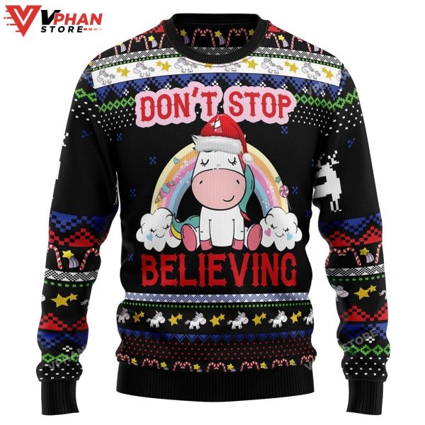 Unicorn Dont Stop Believing Ugly Sweater