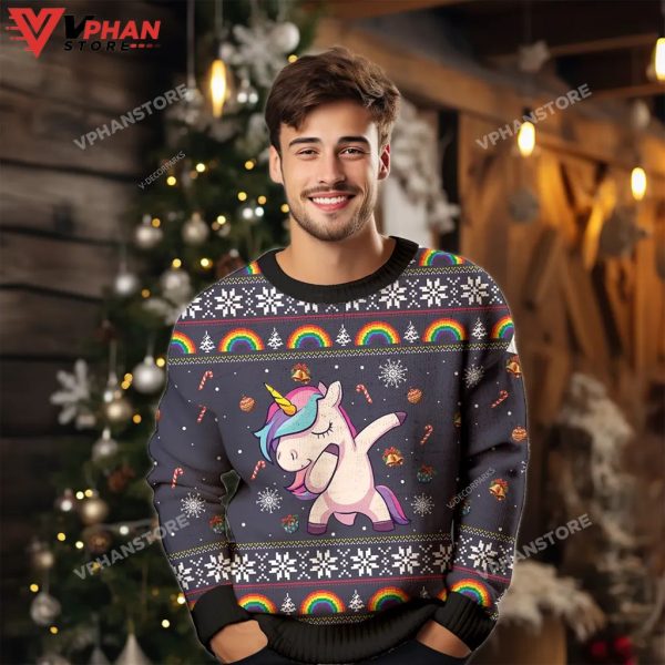 Unicorn Dabbing Ugly Christmas Sweater