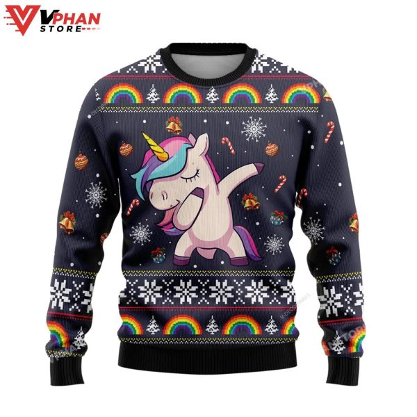 Unicorn Dabbing Ugly Christmas Sweater