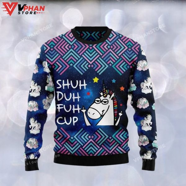 Shuh Duh Fuh Cup Galaxy Cool Unicorn Christmas Sweater