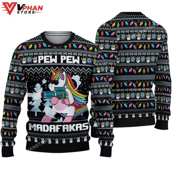 Unicorn Pew Pew Madafakas Ugly Sweater