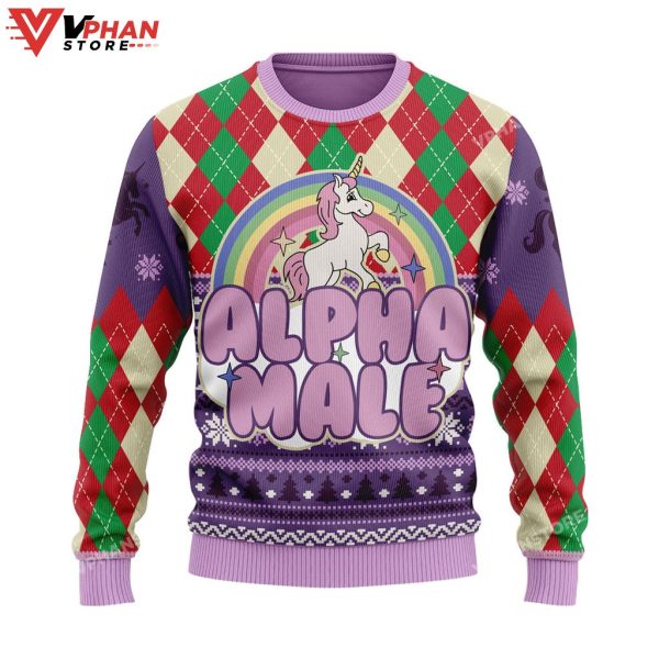 Unicorn Alpha Male Rainbow Ugly Sweater