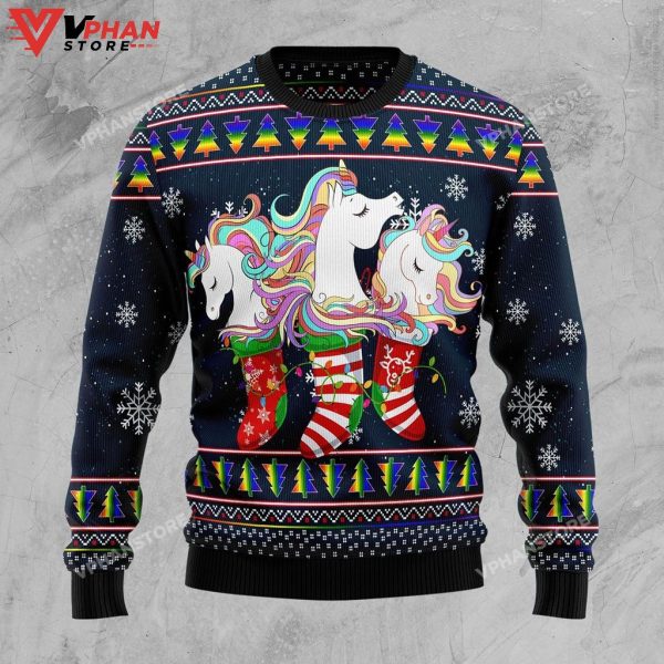 Unicorn Socks Xmas Ugly Christmas Sweater