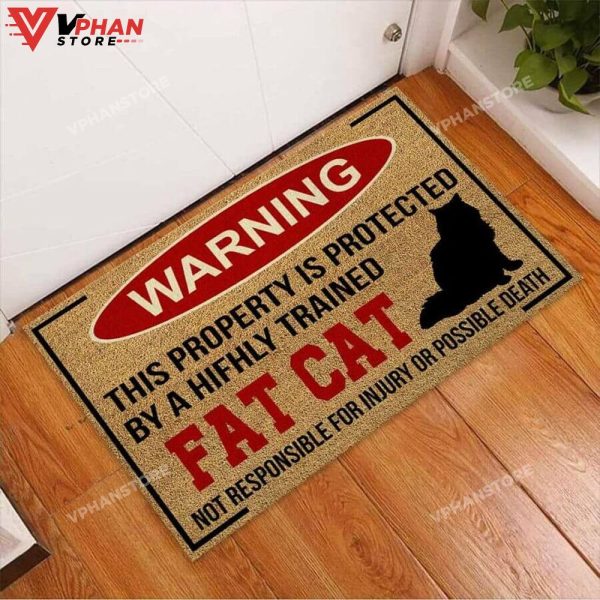 Warning Fat Cat Black Cat DoorMat