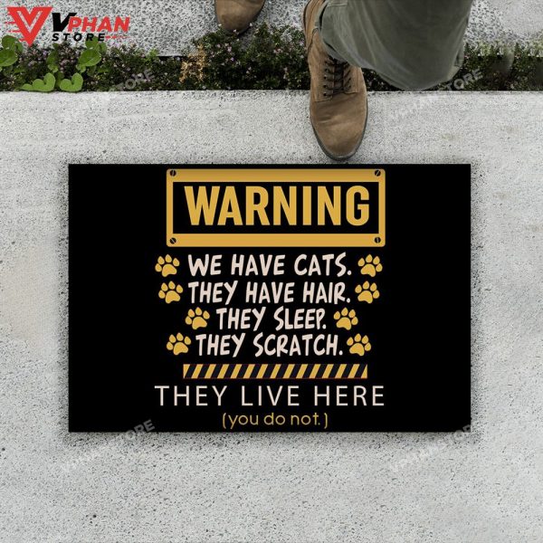 Warning We Have Cats DoorMat