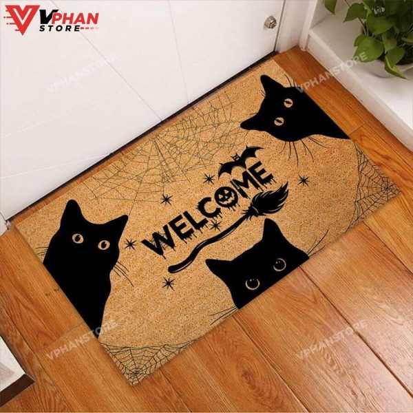 Welcome Black Cat Easy Clean Welcome DoorMat