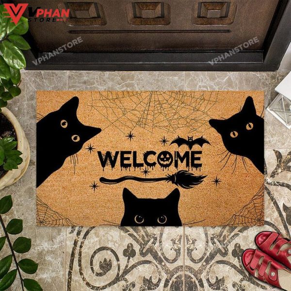 Welcome Black Cat Easy Clean Welcome DoorMat