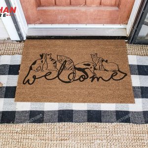 Welcome Cat Coir Pattern Doormat 1