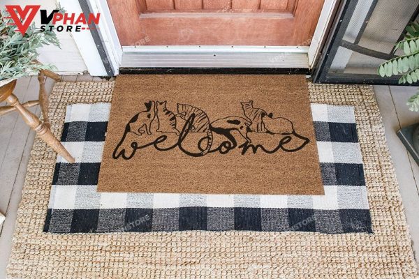 Welcome Cat Coir Pattern Doormat