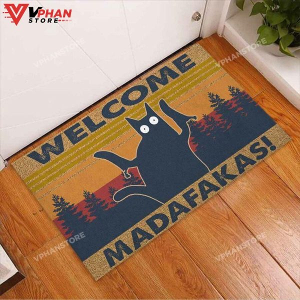 Welcome Madafakas Black Cat DoorMat