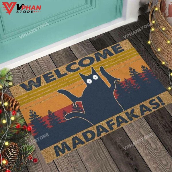 Welcome Madafakas Black Cat DoorMat