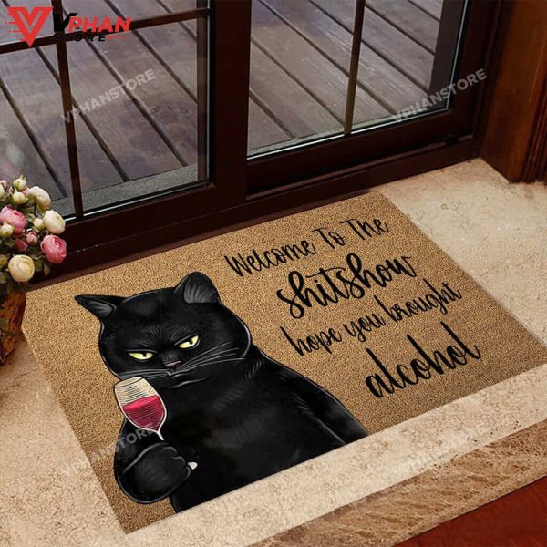 Welcome To The Show Black Cat DoorMat