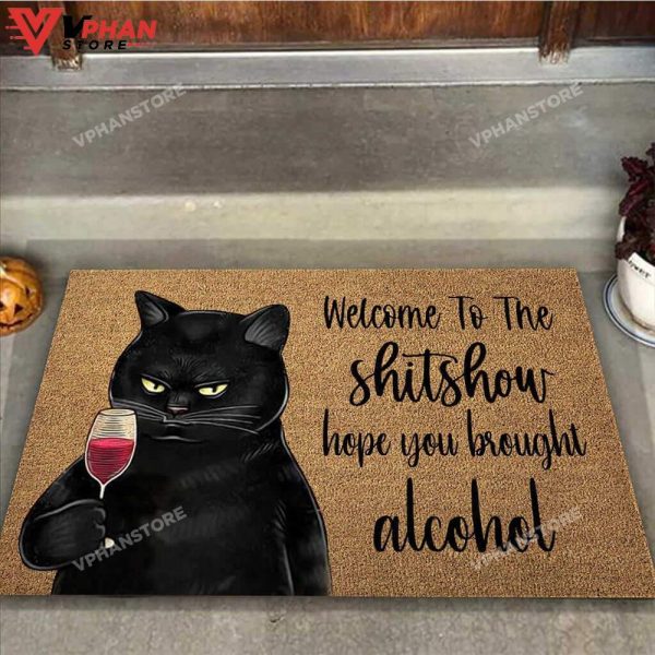 Welcome To The Show Black Cat DoorMat