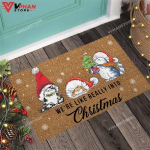 Were Like Really Into Christmas Cat DoorMat 1