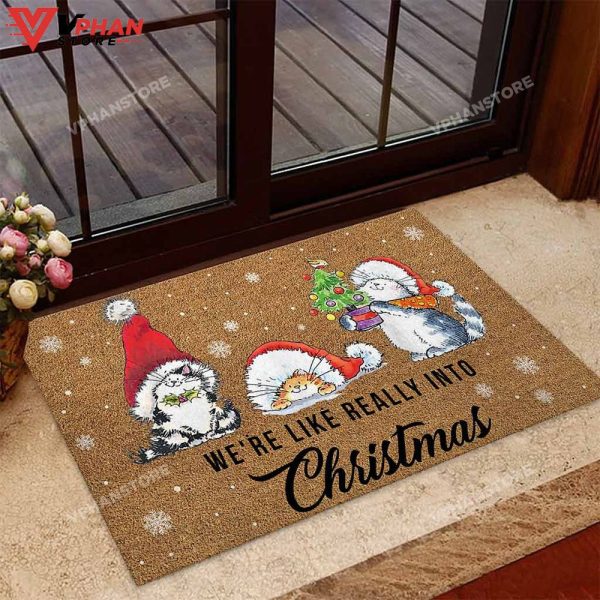 Were Like Really Into Christmas Cat DoorMat