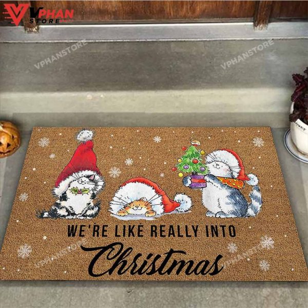 Were Like Really Into Christmas Cat DoorMat