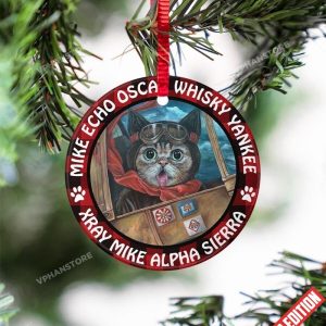 Whisky Yankee Cat Pilot Ceramic Ornament 1