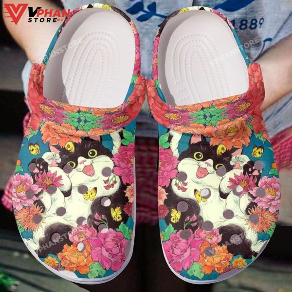 Whitesole Flower Cat Classic Clogs Shoes